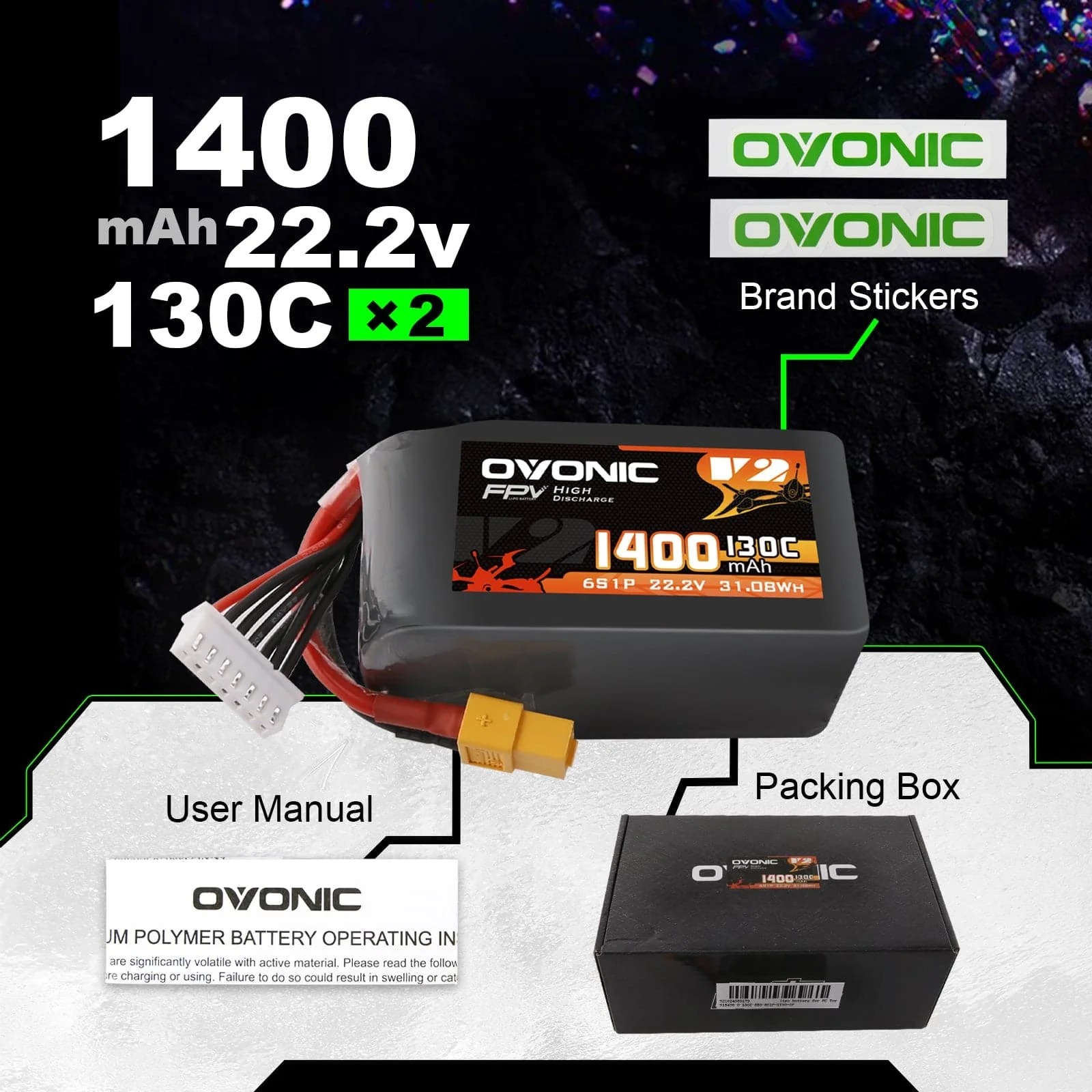 Ovonic 6S 1400mAh 130C LiPo Ba - огляд і ціна Walksnail Avatar Hd Goggles X